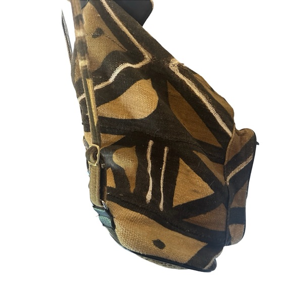 Handmade 🇬🇭 in Ghana Unisex Wool Mud Cloth Travel Backpack Duafe Gye Nyame - Picture 10 of 11